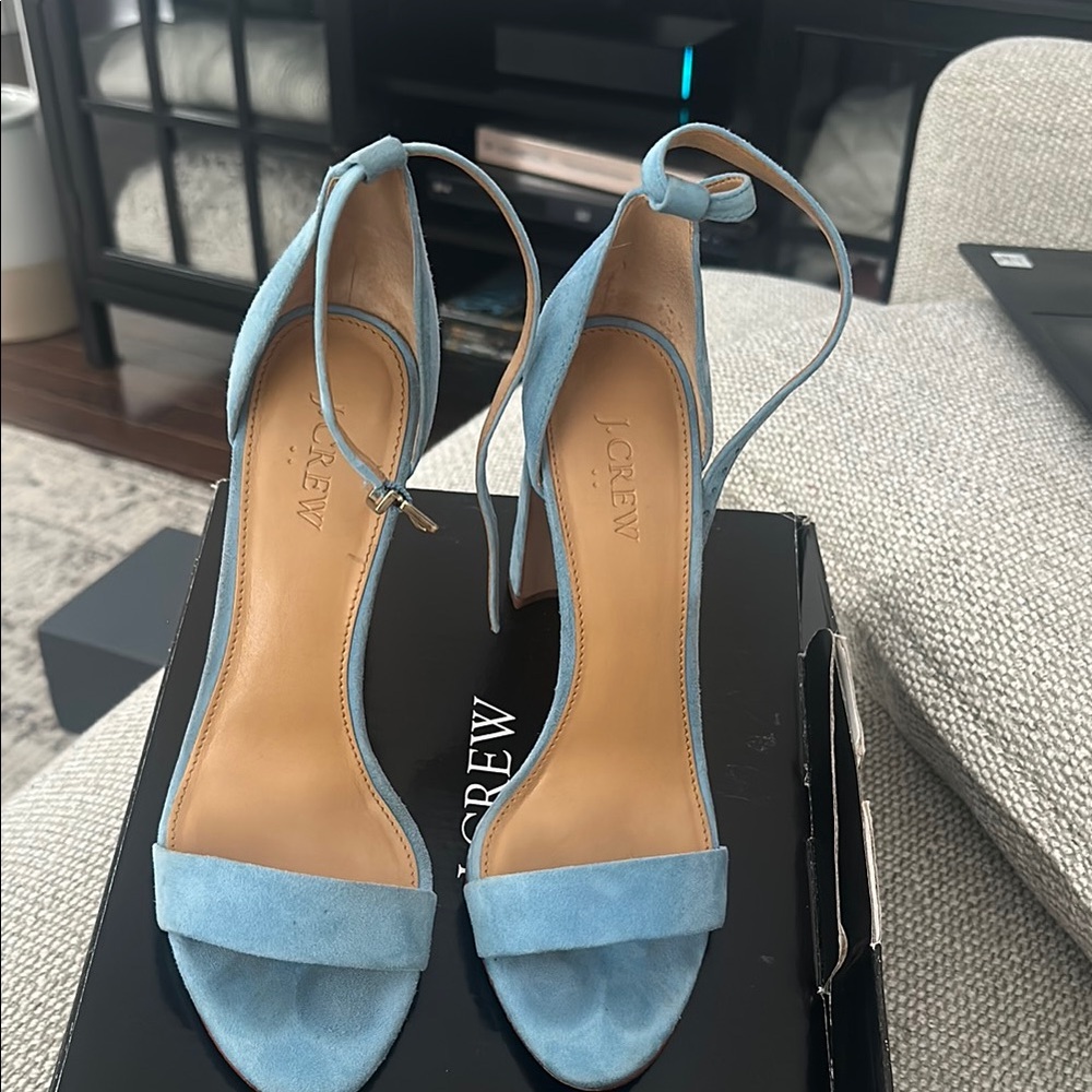 J. Crew Blue Suede Block Heel Sandals - Picture 3 of 6